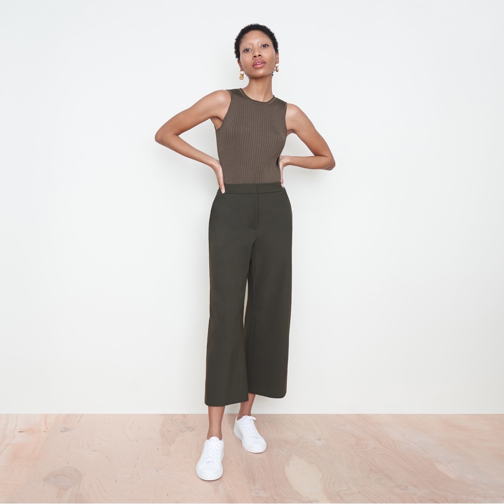 MM LAFLEUR The Anderson Wide Leg Pant Olive Green Cropped Minimalist Office - Picture 6 of 15